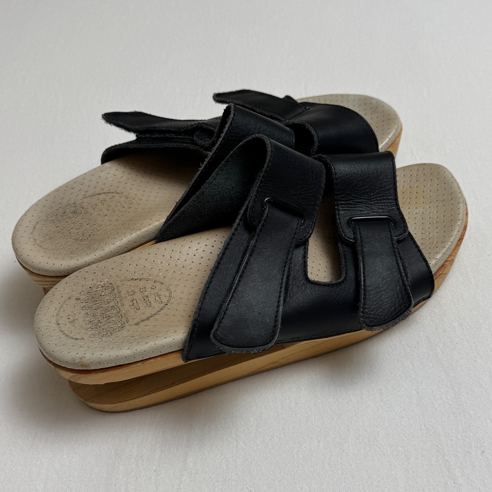 J Rubio Z Coil Platform Spring Black Leather Clogs Sandals Luver Size EU 42 - Picture 12 of 14